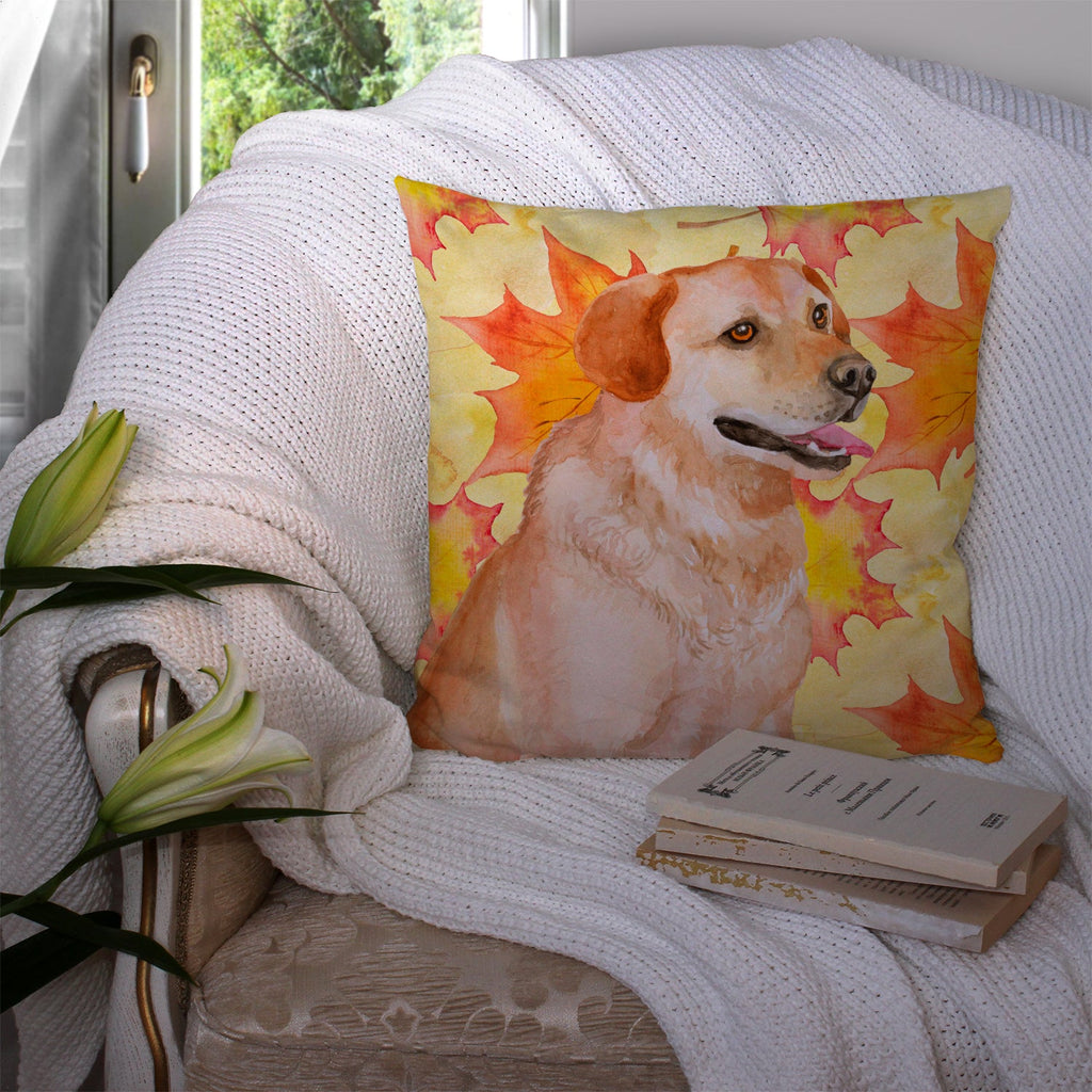 Labrador Retriever Fall Decorative Throw Pillow 14x14 Indoor Outdoor Accent Cushion, Fabric Cover with Insert for Sofa, Bed, Porch & Living Room