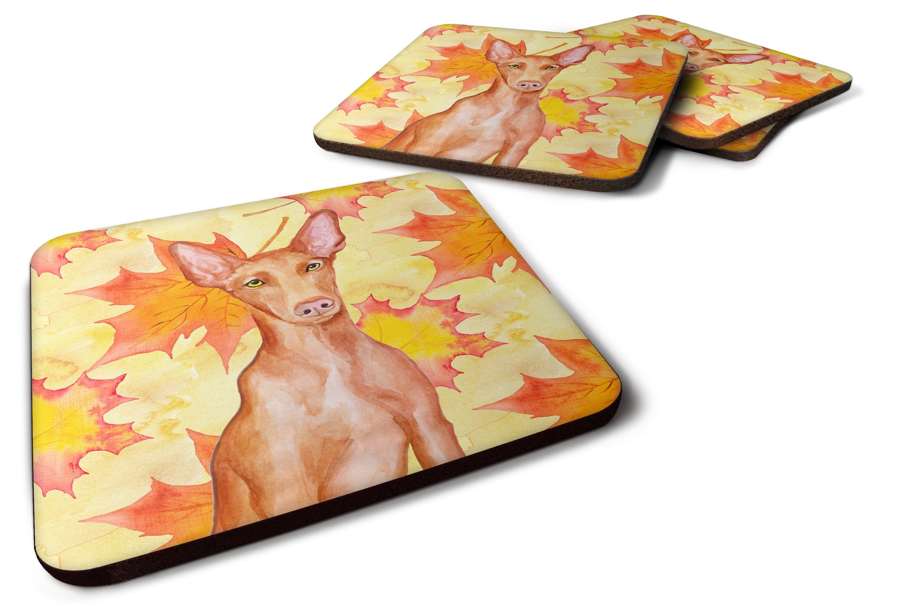 Pharaoh Hound Fall Foam Coasters Set of 4 Cup Coasters for Indoor Outdoor, Tabletop Protection, Anti Slip, Mouse pad Material