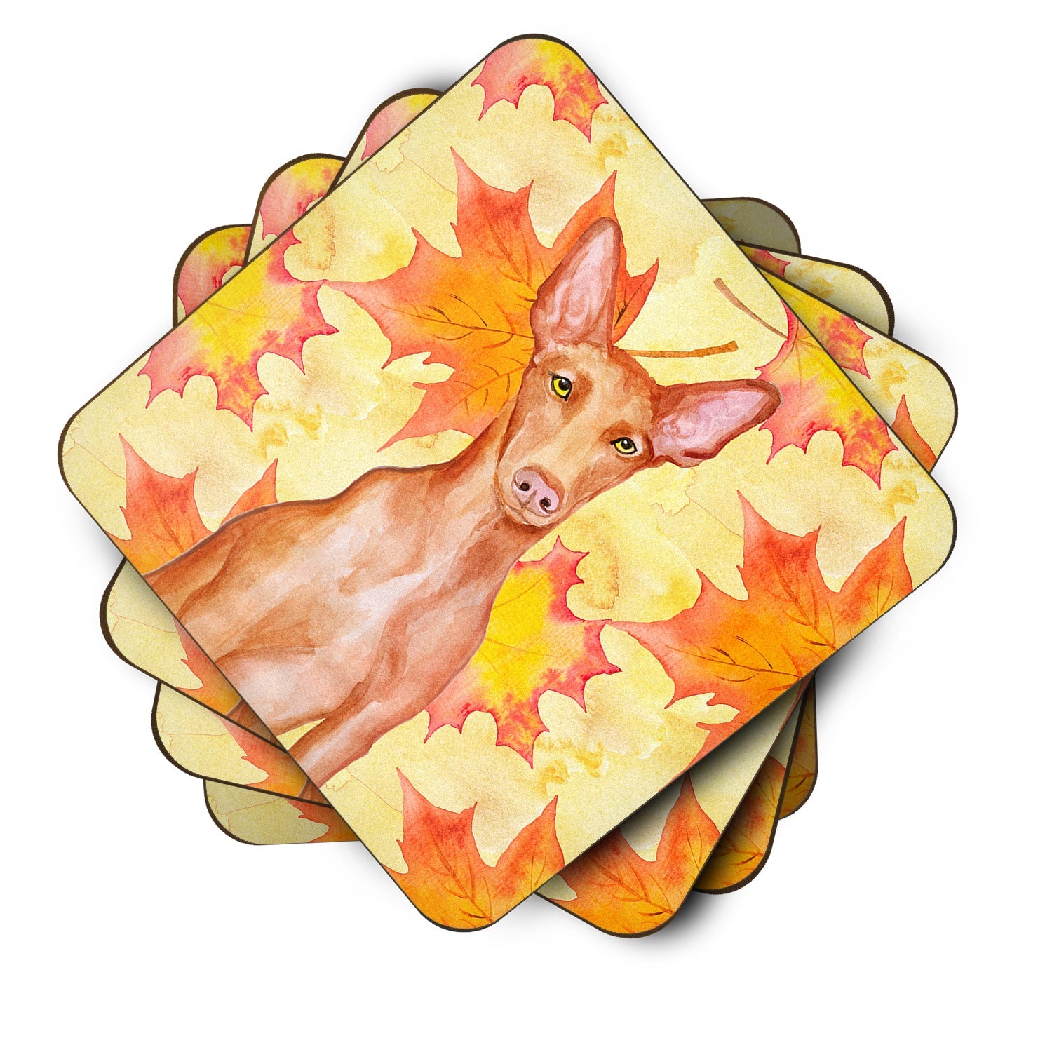 Pharaoh Hound Fall Foam Coasters Set of 4 Cup Coasters for Indoor Outdoor, Tabletop Protection, Anti Slip, Mouse pad Material