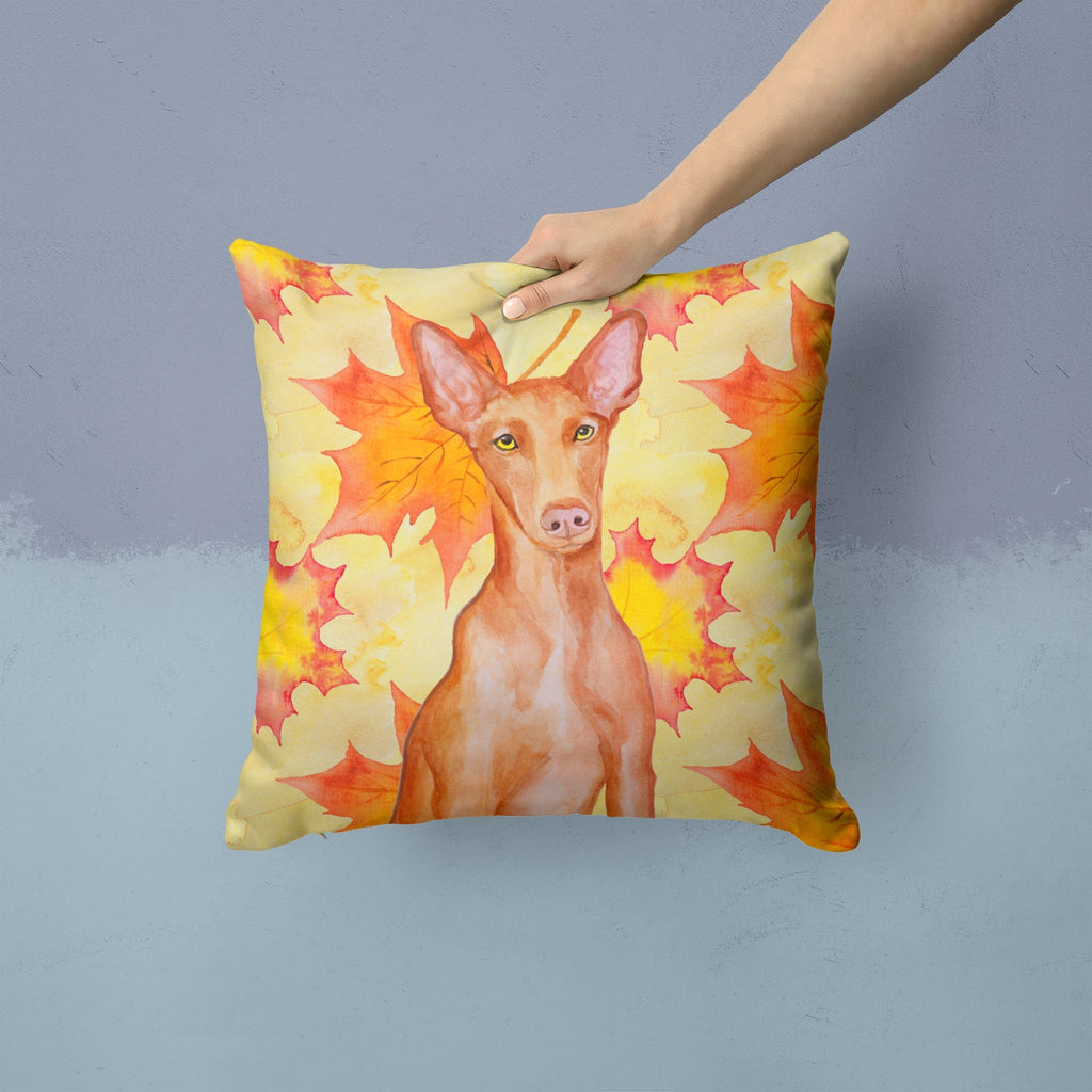 Pharaoh Hound Fall Decorative Throw Pillow 14x14 Indoor Outdoor Accent Cushion, Fabric Cover with Insert for Sofa, Bed, Porch & Living Room