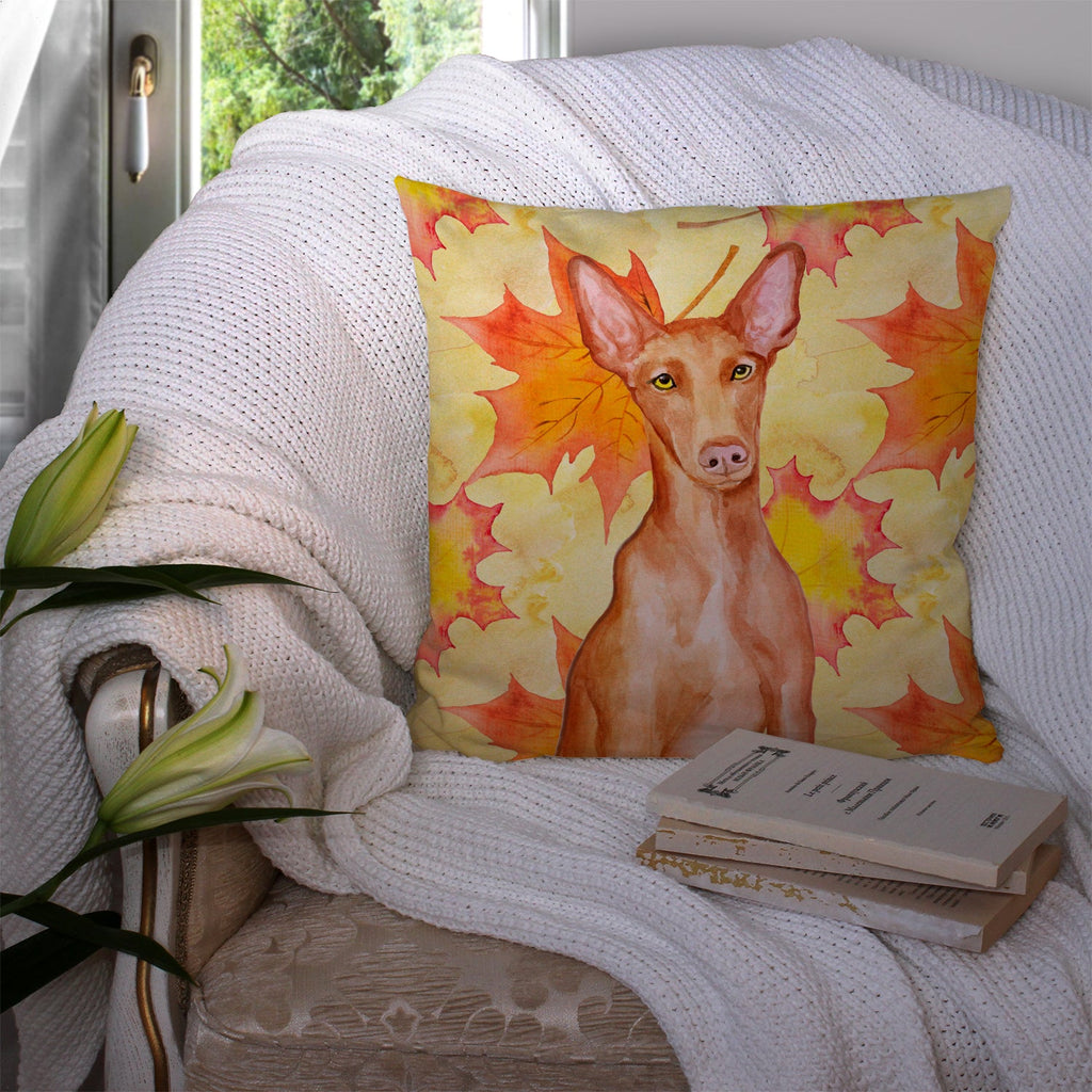 Pharaoh Hound Fall Decorative Throw Pillow 14x14 Indoor Outdoor Accent Cushion, Fabric Cover with Insert for Sofa, Bed, Porch & Living Room