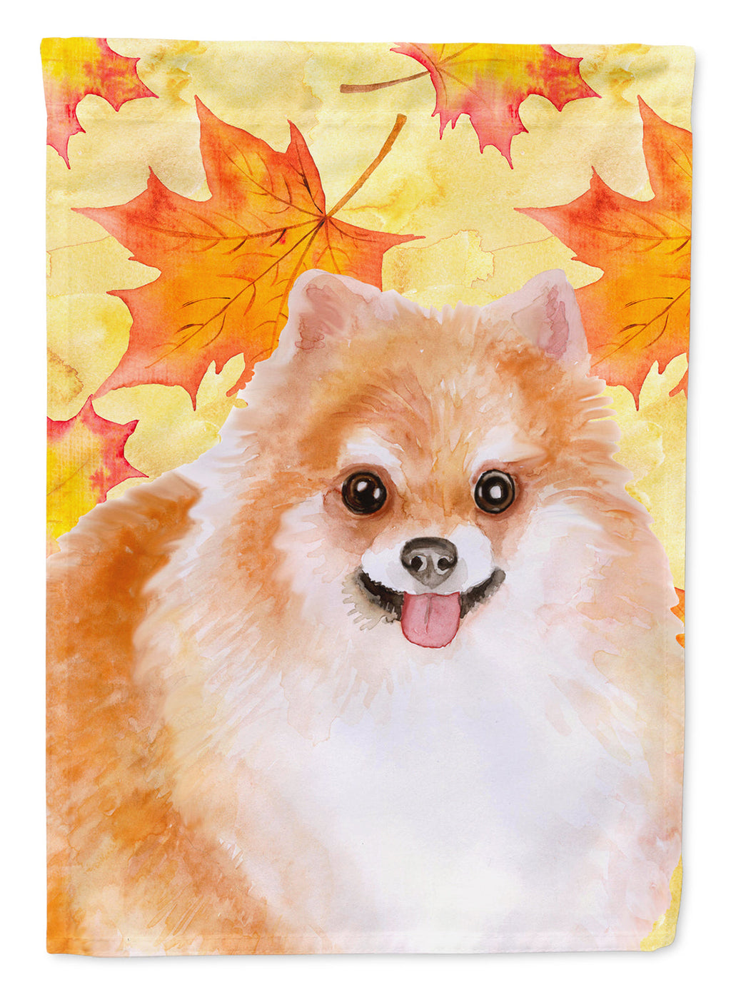 Pomeranian #2 Fall House Flag 28x40 Porch Sleeve Pole Decorative Outside Yard Banner Artwork Wall Hanging, Polyester