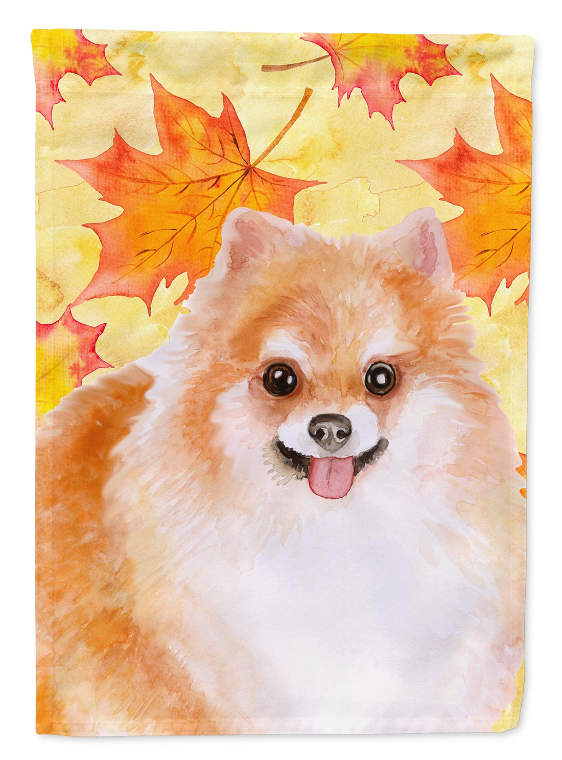 Pomeranian #2 Fall House Flag 28x40 Porch Sleeve Pole Decorative Outside Yard Banner Artwork Wall Hanging, Polyester