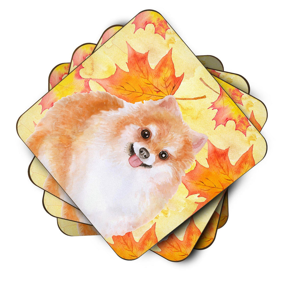 Pomeranian #2 Fall Foam Coasters Set of 4 Cup Coasters for Indoor Outdoor, Tabletop Protection, Anti Slip, Mouse pad Material