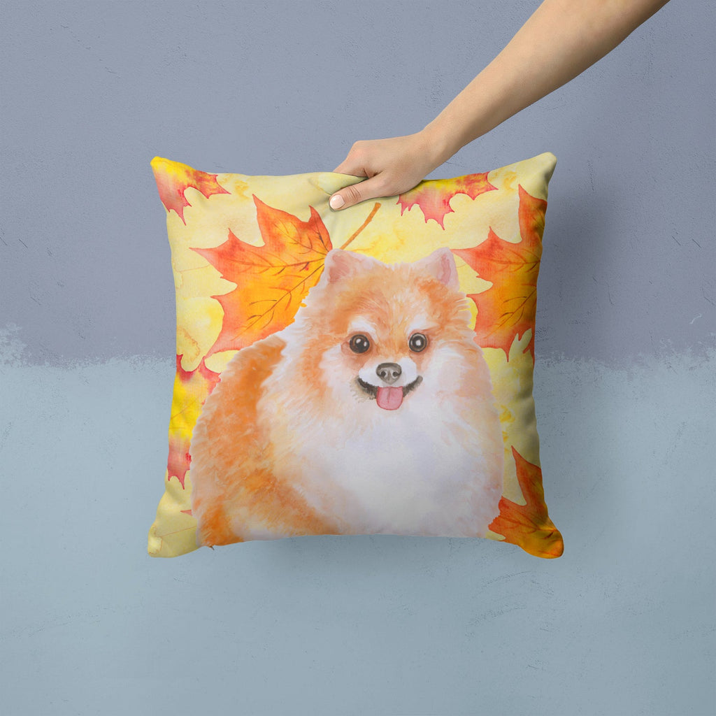 Pomeranian #2 Fall Decorative Throw Pillow 14x14 Indoor Outdoor Accent Cushion, Fabric Cover with Insert for Sofa, Bed, Porch & Living Room