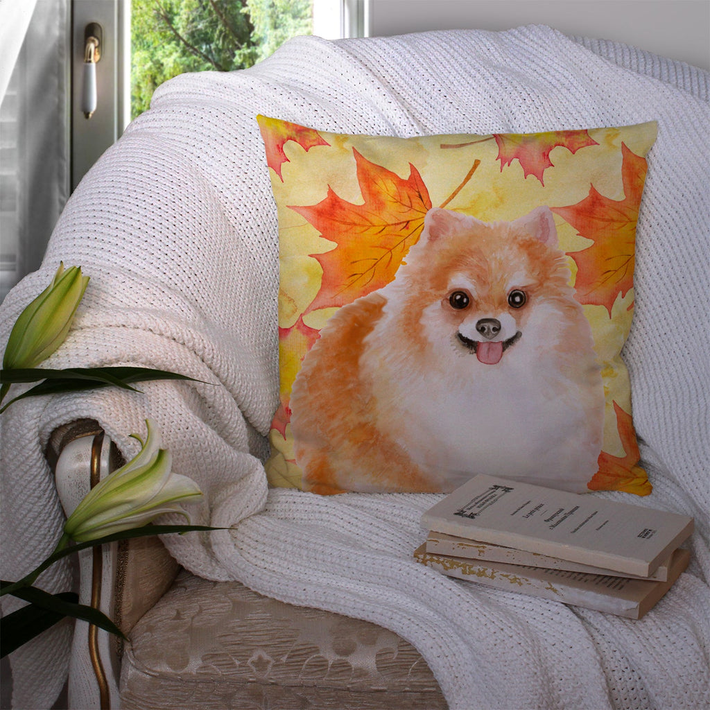 Pomeranian #2 Fall Decorative Throw Pillow 14x14 Indoor Outdoor Accent Cushion, Fabric Cover with Insert for Sofa, Bed, Porch & Living Room