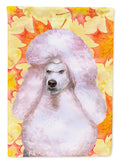 White Standard Poodle Fall House Flag 28x40 Porch Sleeve Pole Decorative Outside Yard Banner Artwork Wall Hanging, Polyester