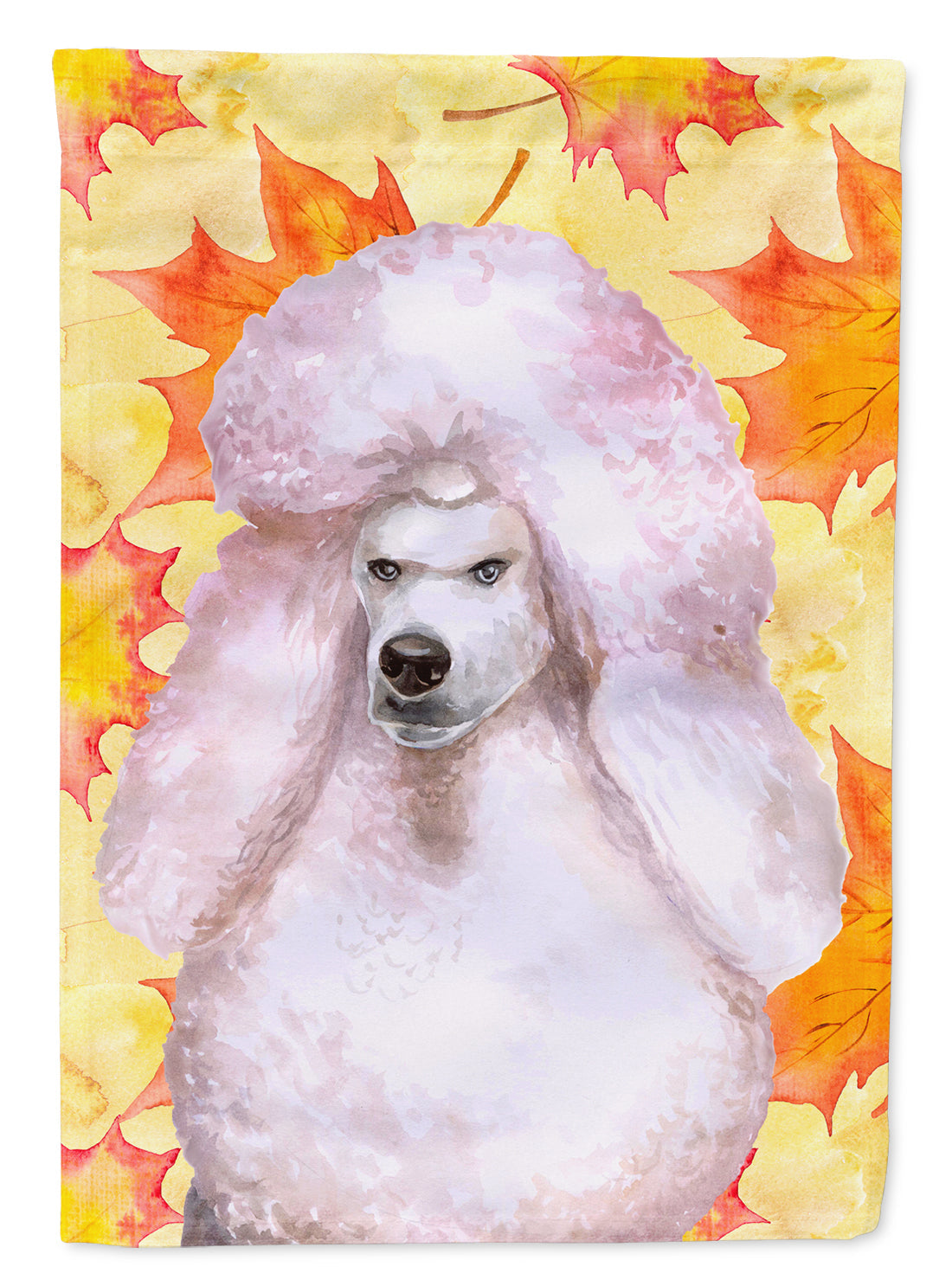 White Standard Poodle Fall House Flag 28x40 Porch Sleeve Pole Decorative Outside Yard Banner Artwork Wall Hanging, Polyester