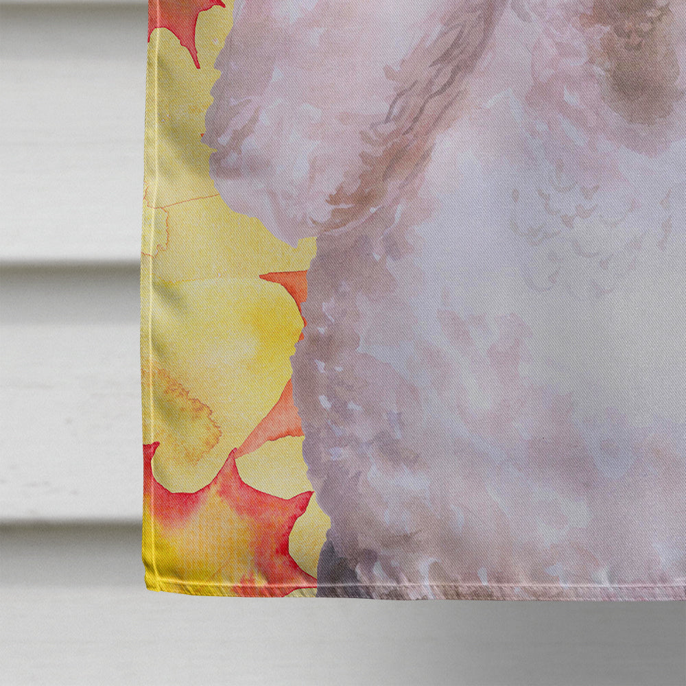 White Standard Poodle Fall House Flag 28x40 Porch Sleeve Pole Decorative Outside Yard Banner Artwork Wall Hanging, Polyester