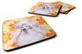 White Standard Poodle Fall Foam Coasters Set of 4 Cup Coasters for Indoor Outdoor, Tabletop Protection, Anti Slip, Mouse pad Material