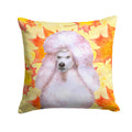 White Standard Poodle Fall Decorative Throw Pillow 14x14 Indoor Outdoor Accent Cushion, Fabric Cover with Insert for Sofa, Bed, Porch & Living Room