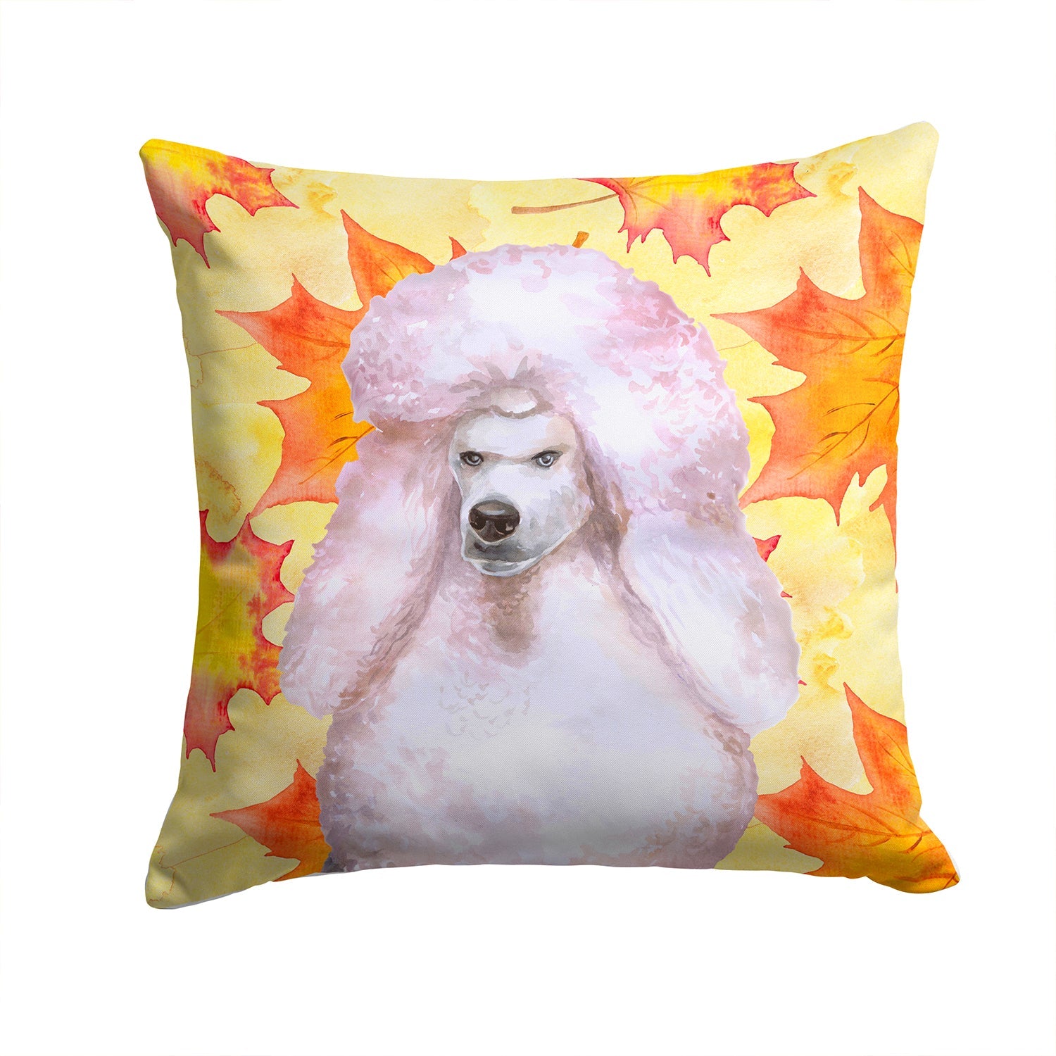 White Standard Poodle Fall Decorative Throw Pillow 14x14 Indoor Outdoor Accent Cushion, Fabric Cover with Insert for Sofa, Bed, Porch & Living Room