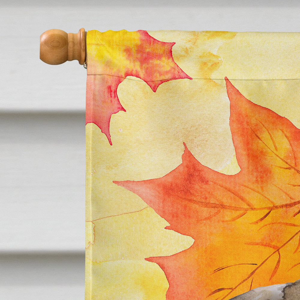 Fawn Pug Fall House Flag 28x40 Porch Sleeve Pole Decorative Outside Yard Banner Artwork Wall Hanging, Polyester
