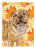Shar Pei Puppy Fall House Flag 28x40 Porch Sleeve Pole Decorative Outside Yard Banner Artwork Wall Hanging, Polyester
