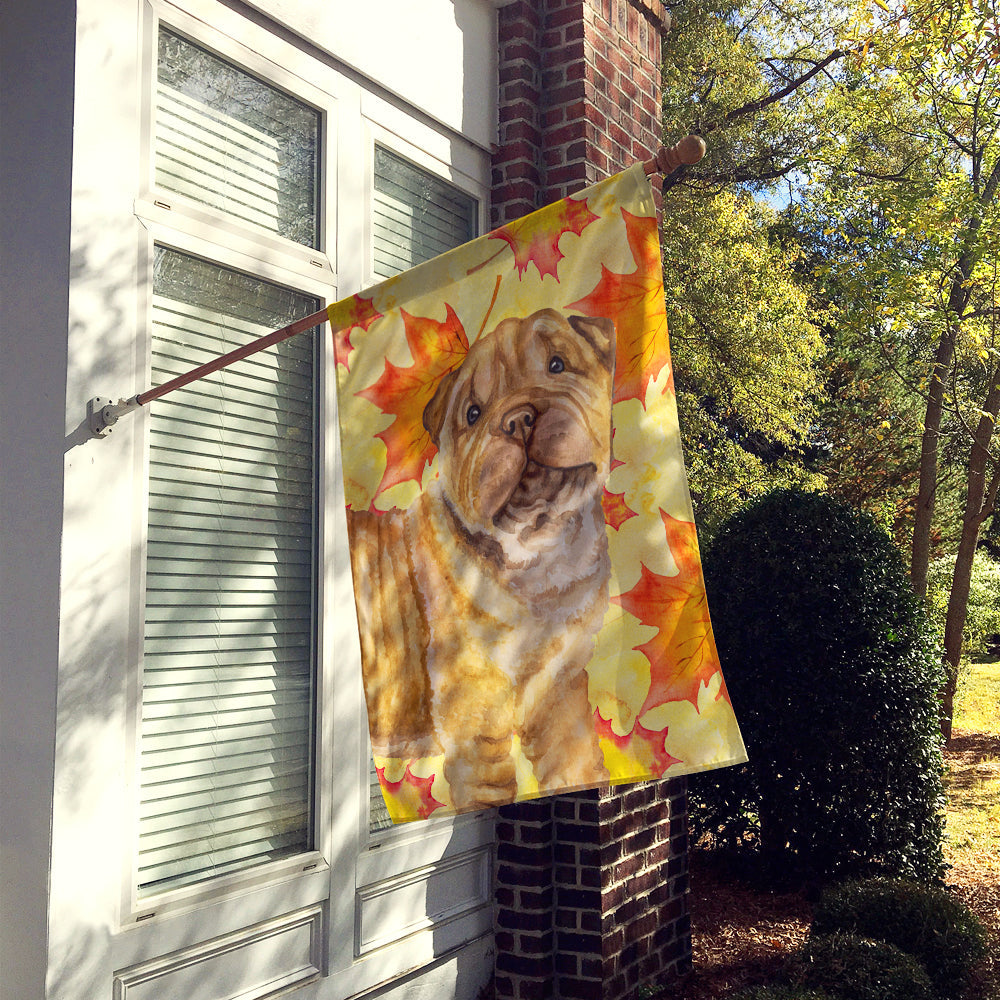Shar Pei Puppy Fall House Flag 28x40 Porch Sleeve Pole Decorative Outside Yard Banner Artwork Wall Hanging, Polyester