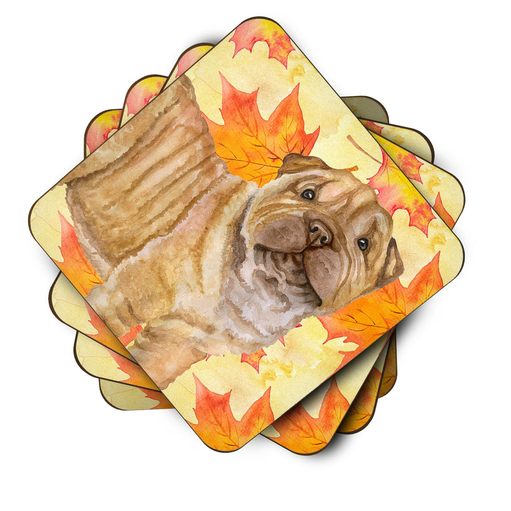Shar Pei Puppy Fall Foam Coasters Set of 4 Cup Coasters for Indoor Outdoor, Tabletop Protection, Anti Slip, Mouse pad Material