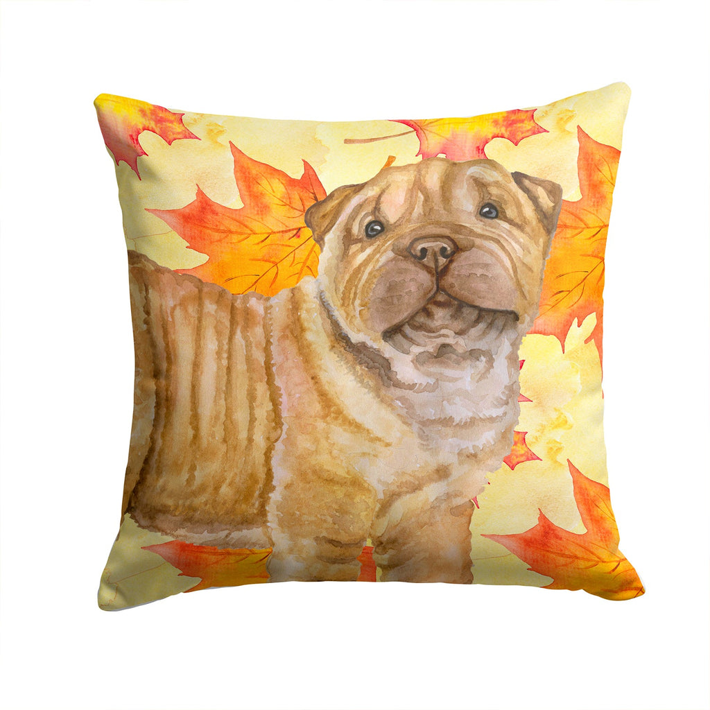 Shar Pei Puppy Fall Decorative Throw Pillow 14x14 Indoor Outdoor Accent Cushion, Fabric Cover with Insert for Sofa, Bed, Porch & Living Room