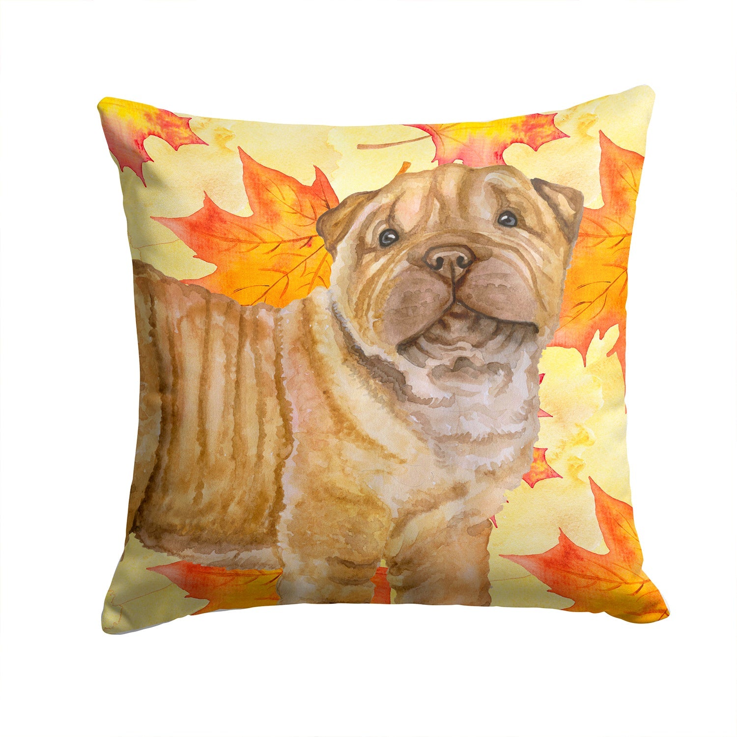 Shar Pei Puppy Fall Decorative Throw Pillow 14x14 Indoor Outdoor Accent Cushion, Fabric Cover with Insert for Sofa, Bed, Porch & Living Room