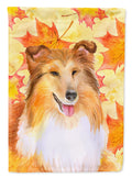 Sheltie Fall House Flag 28x40 Porch Sleeve Pole Decorative Outside Yard Banner Artwork Wall Hanging, Polyester