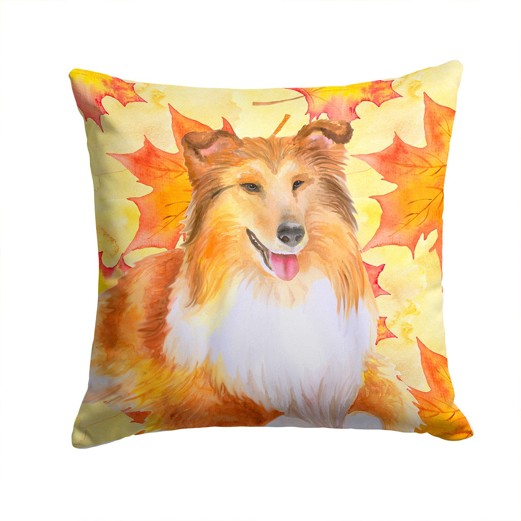 Sheltie Fall Decorative Throw Pillow 14x14 Indoor Outdoor Accent Cushion, Fabric Cover with Insert for Sofa, Bed, Porch & Living Room