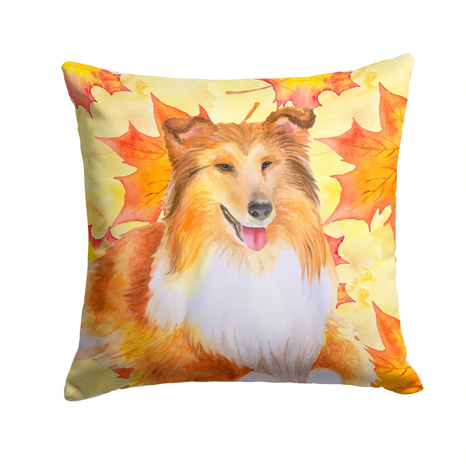 Sheltie Fall Decorative Throw Pillow 14x14 Indoor Outdoor Accent Cushion, Fabric Cover with Insert for Sofa, Bed, Porch & Living Room