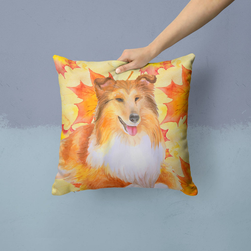 Sheltie Fall Decorative Throw Pillow 14x14 Indoor Outdoor Accent Cushion, Fabric Cover with Insert for Sofa, Bed, Porch & Living Room