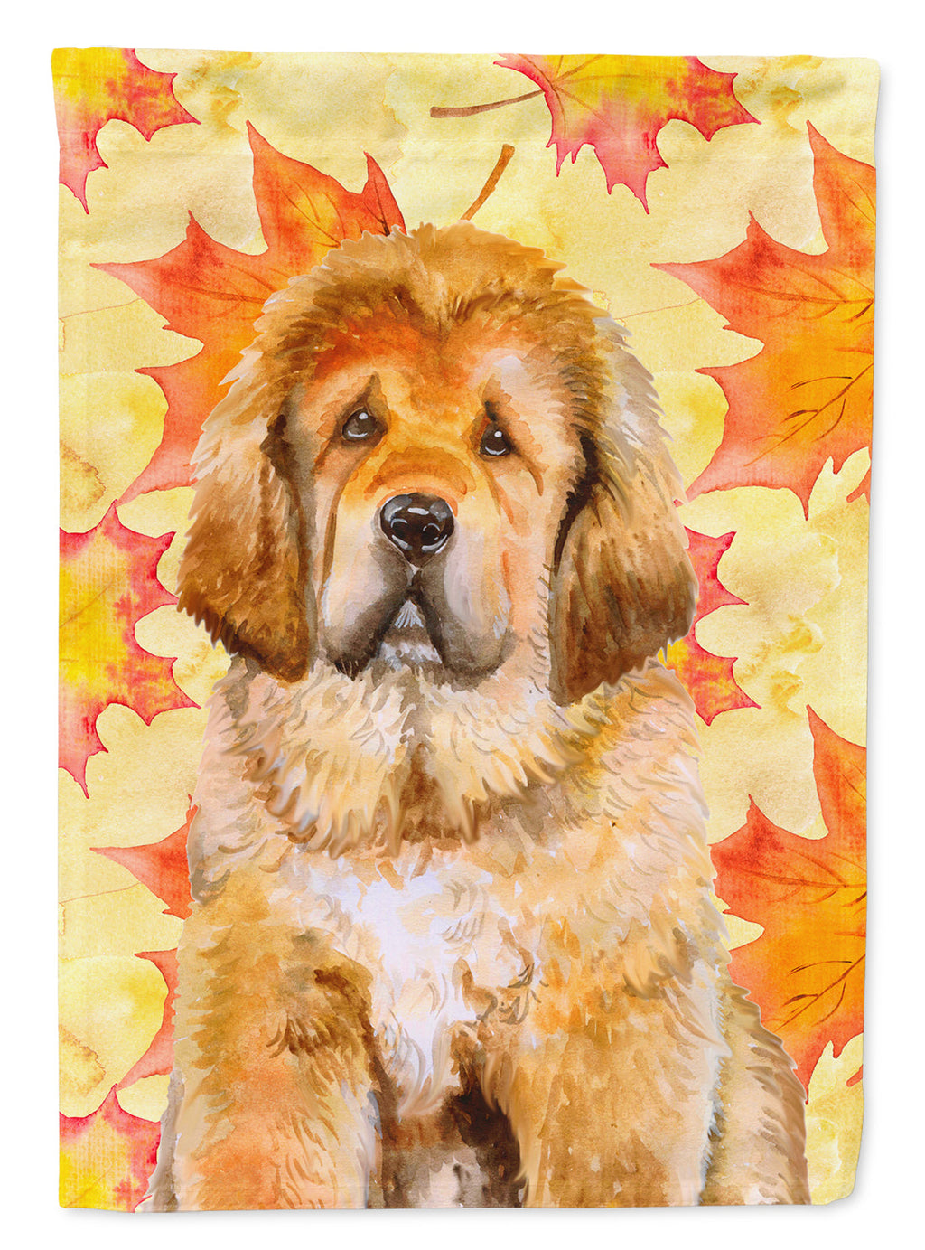Tibetan Mastiff Fall House Flag 28x40 Porch Sleeve Pole Decorative Outside Yard Banner Artwork Wall Hanging, Polyester