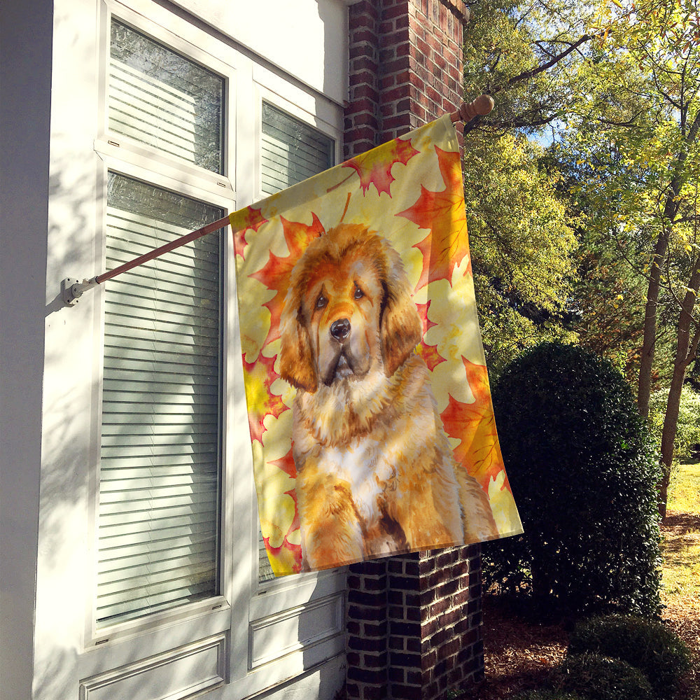 Tibetan Mastiff Fall House Flag 28x40 Porch Sleeve Pole Decorative Outside Yard Banner Artwork Wall Hanging, Polyester