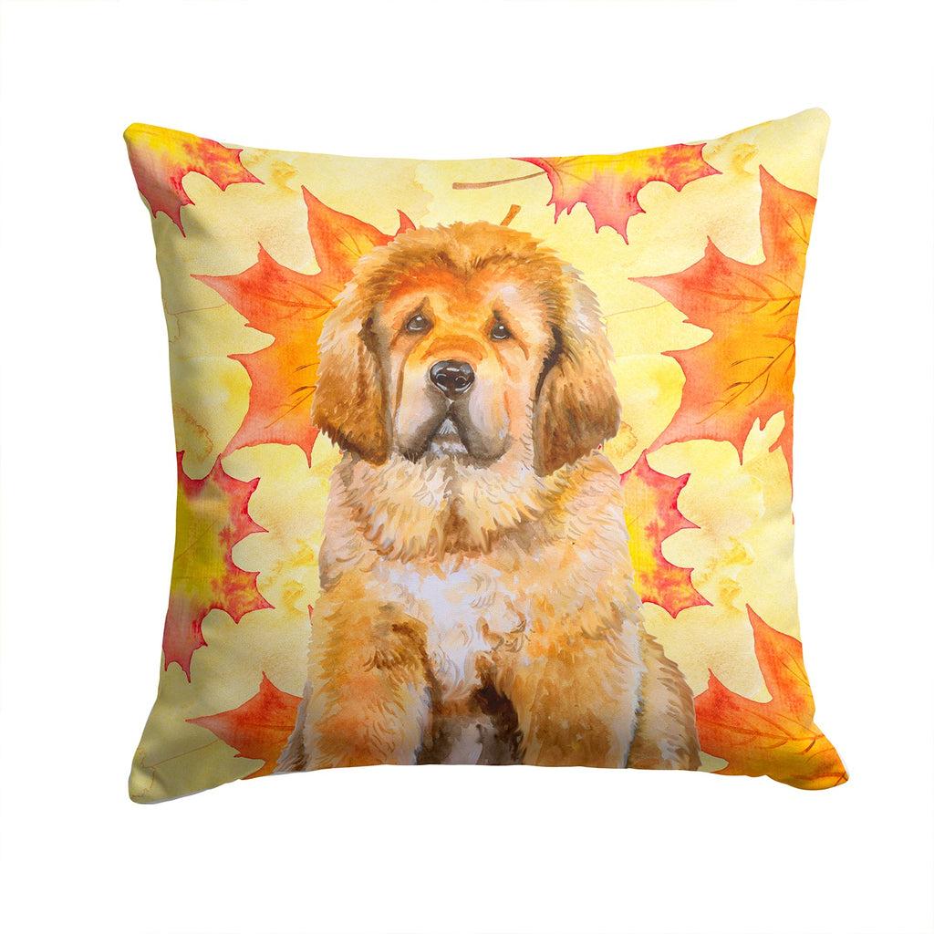 Tibetan Mastiff Fall Decorative Throw Pillow 14x14 Indoor Outdoor Accent Cushion, Fabric Cover with Insert for Sofa, Bed, Porch & Living Room
