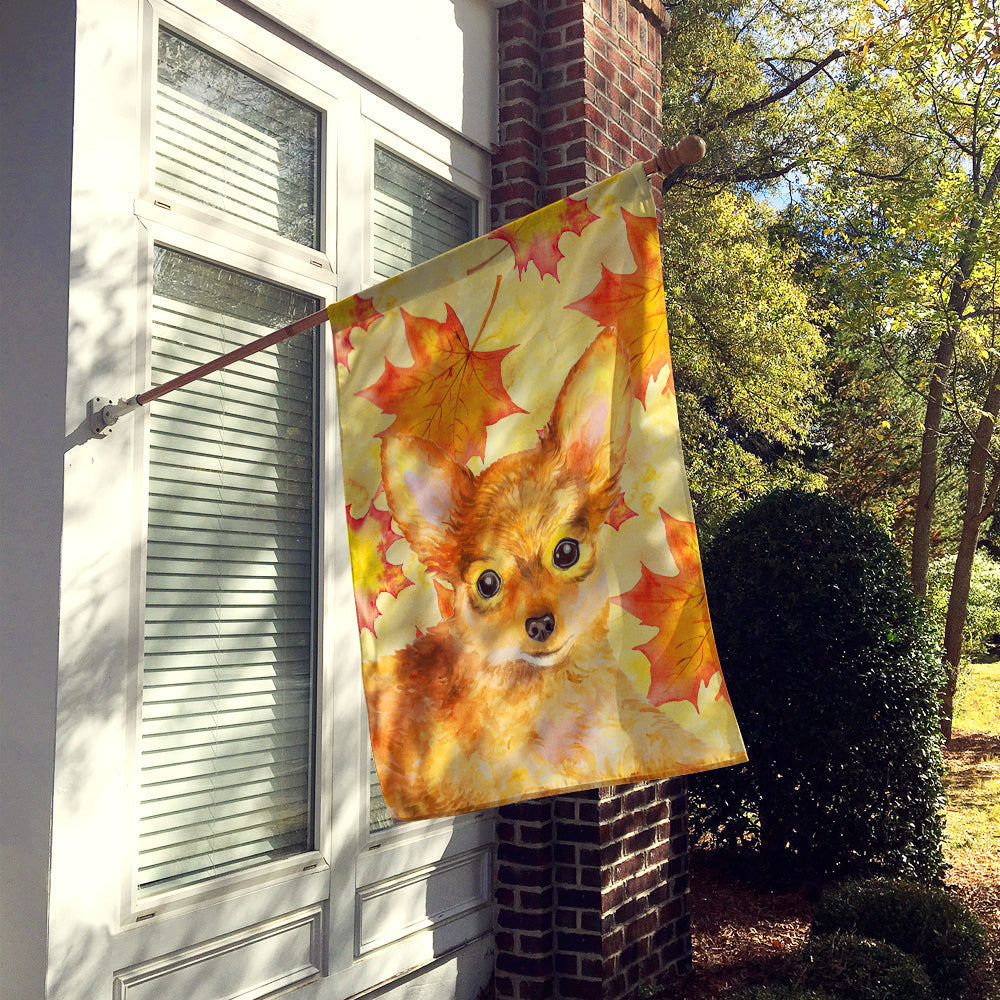 Toy Terrier Fall House Flag 28x40 Porch Sleeve Pole Decorative Outside Yard Banner Artwork Wall Hanging, Polyester