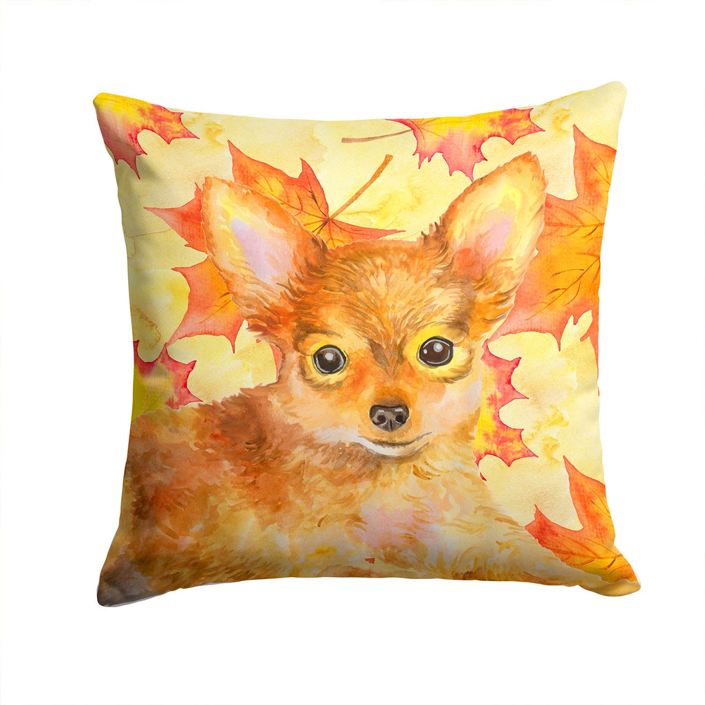 Toy Terrier Fall Decorative Throw Pillow 14x14 Indoor Outdoor Accent Cushion, Fabric Cover with Insert for Sofa, Bed, Porch & Living Room