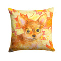 Toy Terrier Fall Decorative Throw Pillow 14x14 Indoor Outdoor Accent Cushion, Fabric Cover with Insert for Sofa, Bed, Porch & Living Room