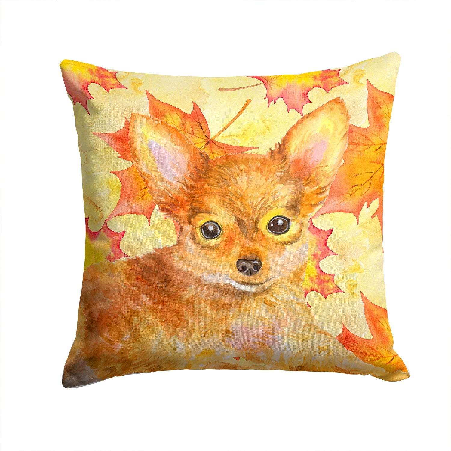 Toy Terrier Fall Decorative Throw Pillow 14x14 Indoor Outdoor Accent Cushion, Fabric Cover with Insert for Sofa, Bed, Porch & Living Room