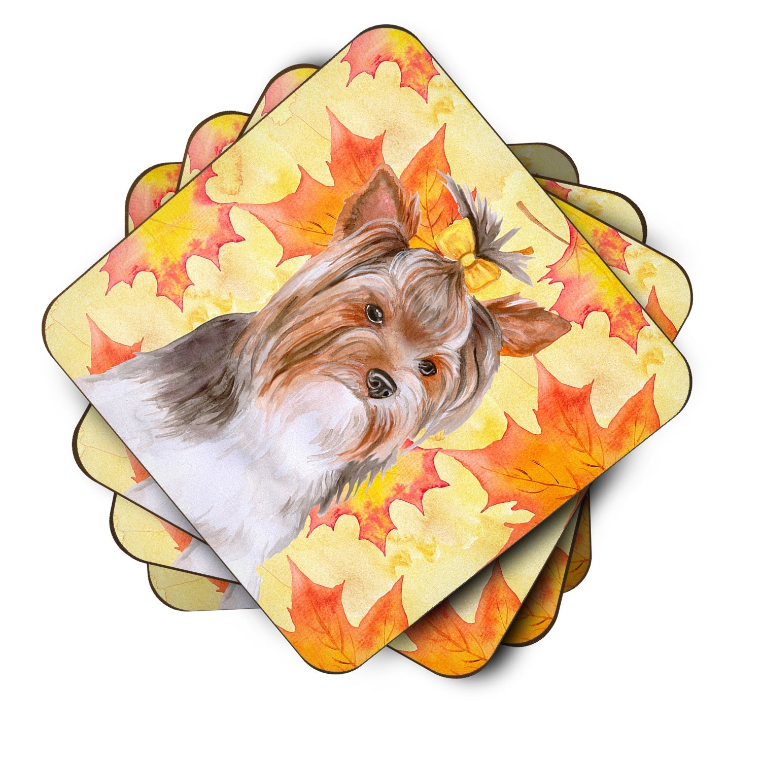 Yorkshire Terrier #2 Fall Foam Coasters Set of 4 Cup Coasters for Indoor Outdoor, Tabletop Protection, Anti Slip, Mouse pad Material