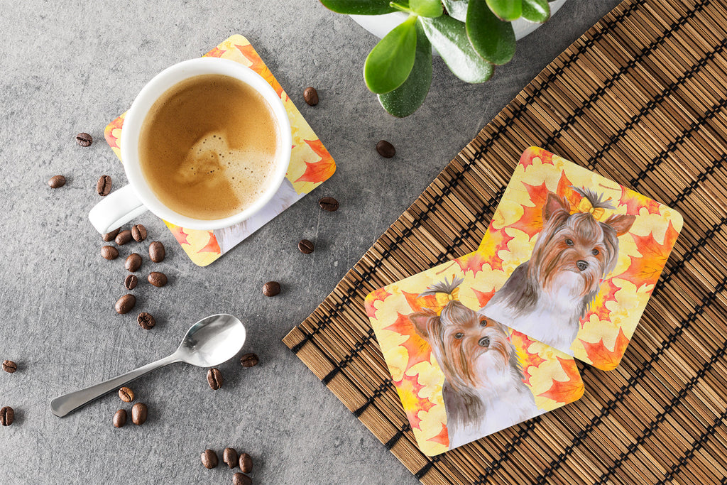 Yorkshire Terrier #2 Fall Foam Coasters Set of 4 Cup Coasters for Indoor Outdoor, Tabletop Protection, Anti Slip, Mouse pad Material