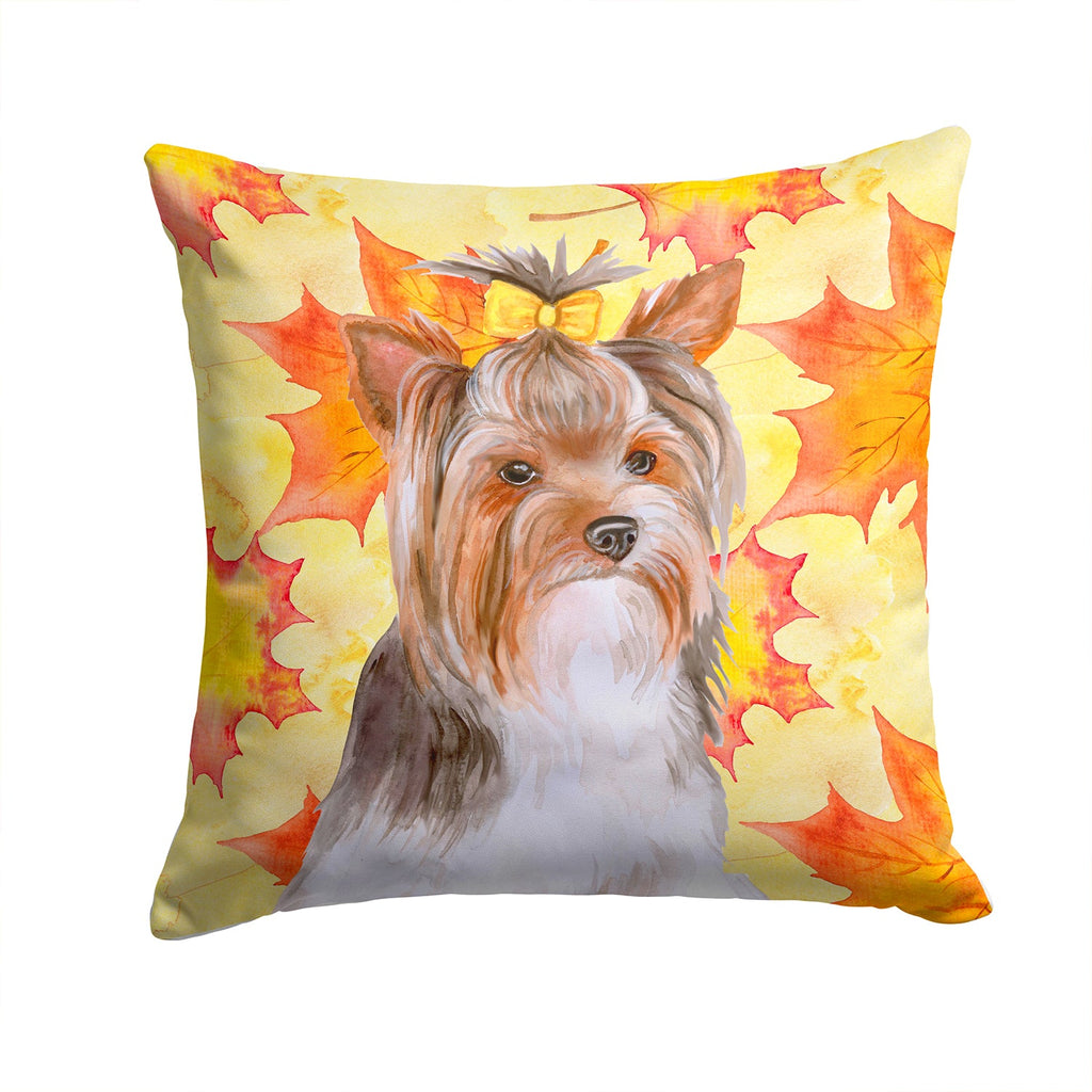 Yorkshire Terrier #2 Fall Decorative Throw Pillow 14x14 Indoor Outdoor Accent Cushion, Fabric Cover with Insert for Sofa, Bed, Porch & Living Room
