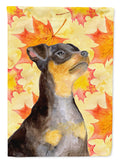 Miniature Pinscher #2 Fall House Flag 28x40 Porch Sleeve Pole Decorative Outside Yard Banner Artwork Wall Hanging, Polyester