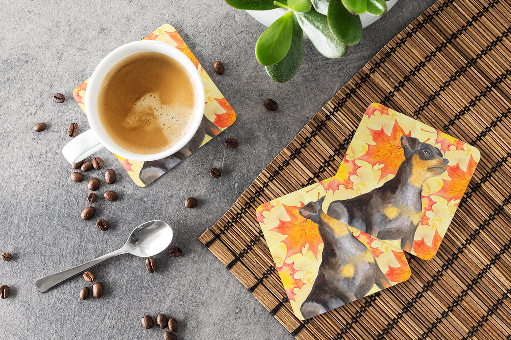 Miniature Pinscher #2 Fall Foam Coasters Set of 4 Cup Coasters for Indoor Outdoor, Tabletop Protection, Anti Slip, Mouse pad Material