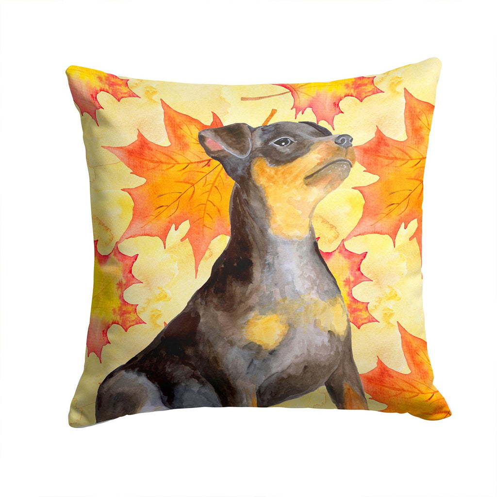 Miniature Pinscher #2 Fall Decorative Throw Pillow 14x14 Indoor Outdoor Accent Cushion, Fabric Cover with Insert for Sofa, Bed, Porch & Living Room