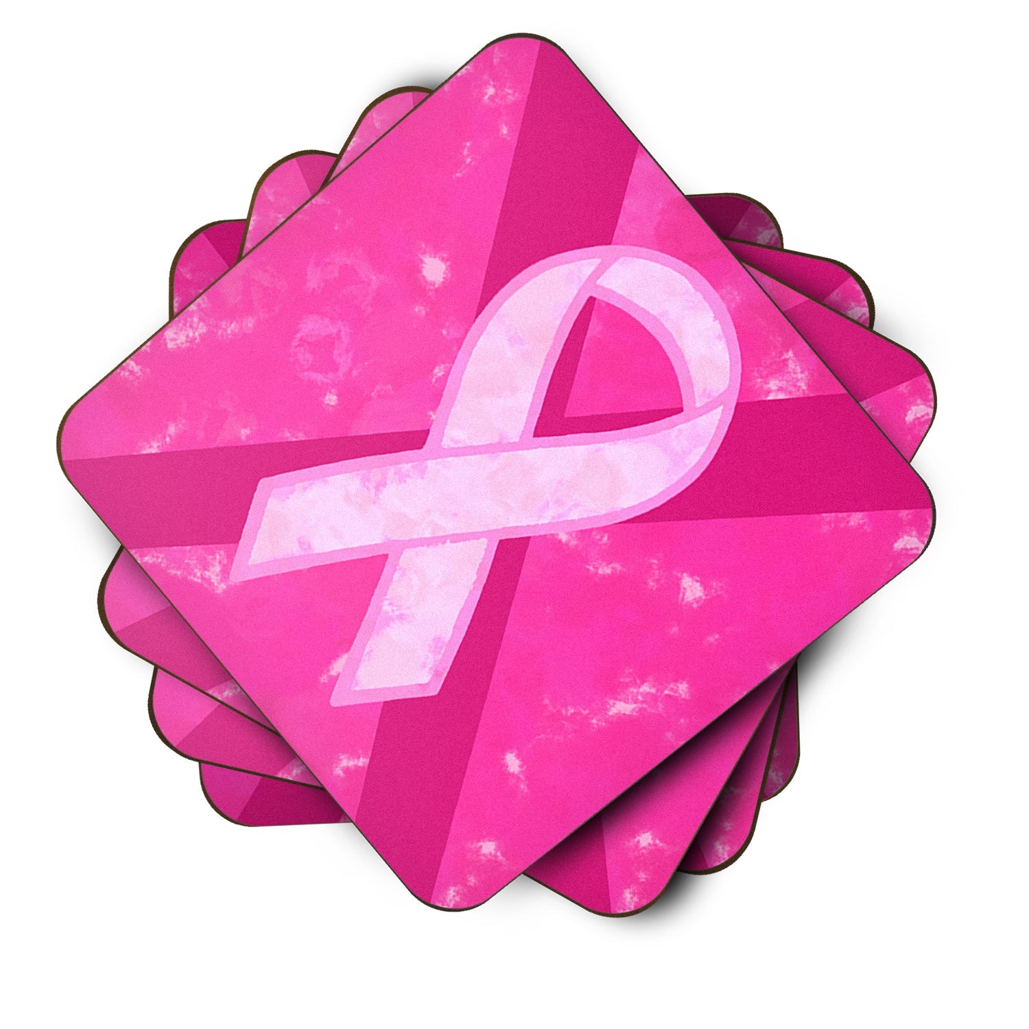 Breast Cancer Battle Flag Foam Coasters Set of 4 Cup Coasters for Indoor Outdoor, Tabletop Protection, Anti Slip, Mouse pad Material