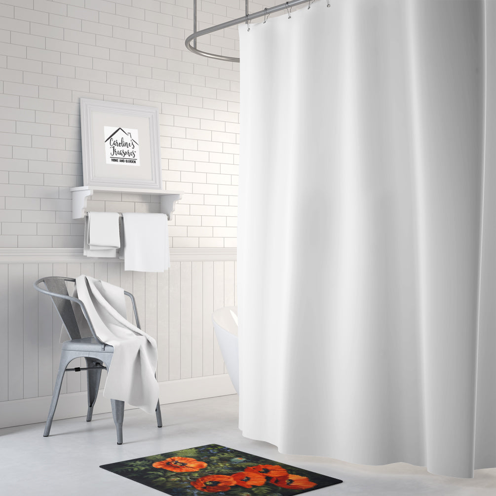 Poppies by Daphne Baxter Memory Foam Kitchen Mat Machine Washable Anti-Fatigue Cushion Comfort Bath or Kitchen Rug