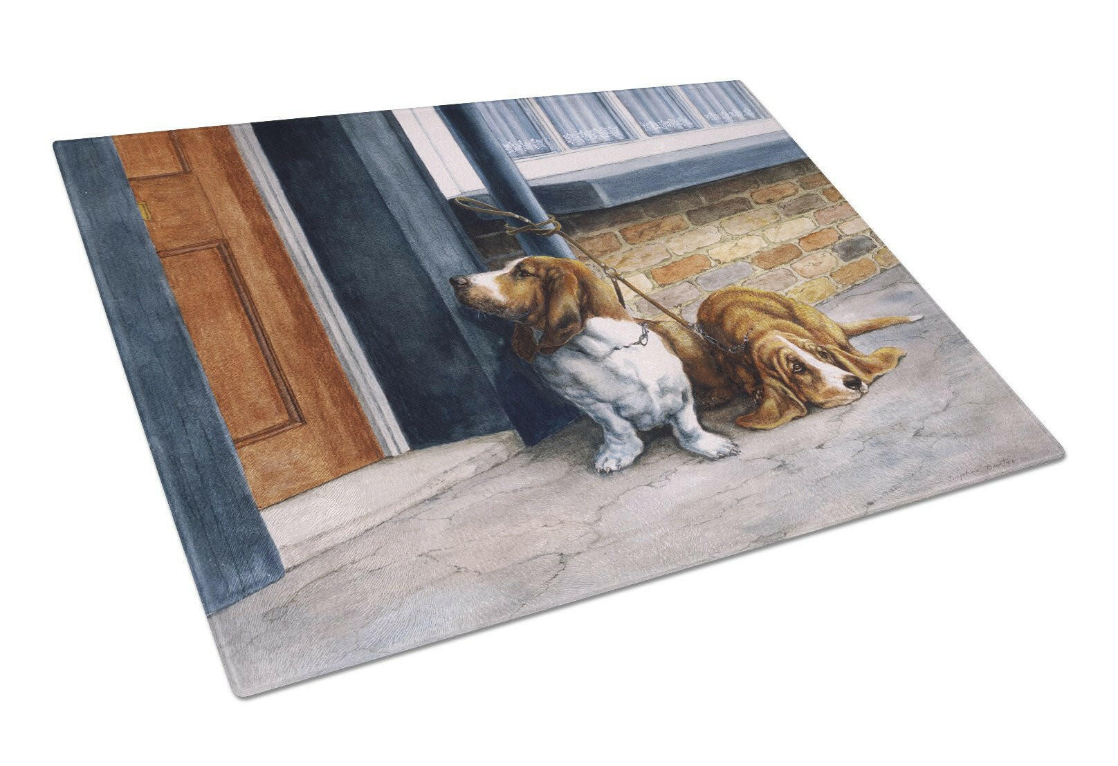 Bassets Basset Hound Cutting Board Tempered Glass Kitchen Cutting Surface, Heat Resistant Chopping, Non-Slip Feet, Food Prep & Serving