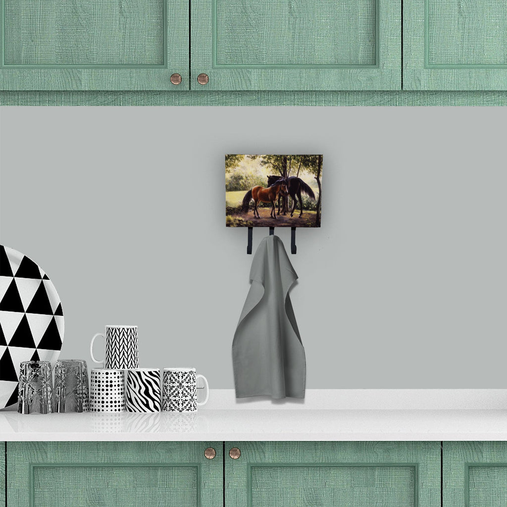 Horses by Daphne Baxter Leash or Key Holder Wall Hooks, Coat Rack Wall Mount, for Hanging Keys, Towels, Aprons, Leashes