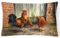Rooster and Chickens by Daphne Baxter Decorative Throw Pillow 12x16 Indoor Outdoor Accent Cushion, Fabric Cover with Insert for Sofa, Bed, Porch & Living Room