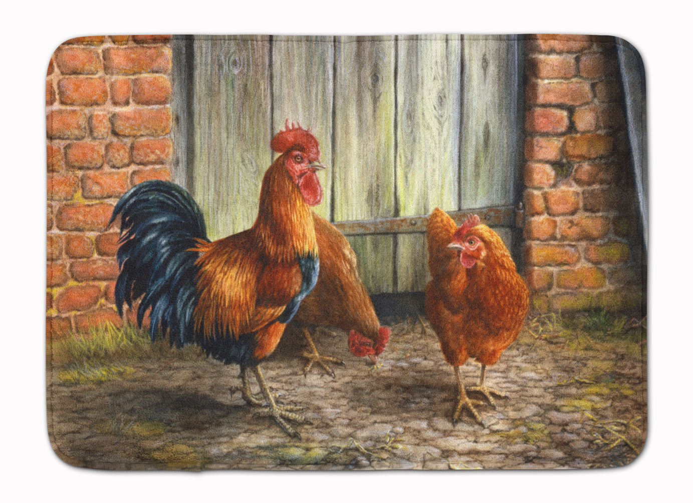Rooster and Chickens by Daphne Baxter Memory Foam Kitchen Mat Machine Washable Anti-Fatigue Cushion Comfort Bath or Kitchen Rug