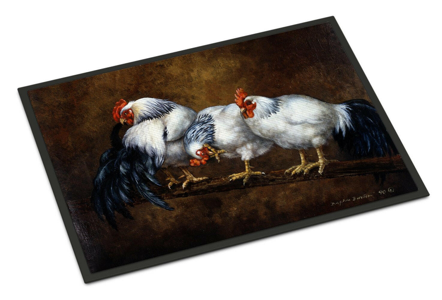 Roosting Rooster and Chickens Doormat Indoor Outdoor 24H X 36W Front Door Mat Rugs for Entryway, Non Slip Washable Low Pile,