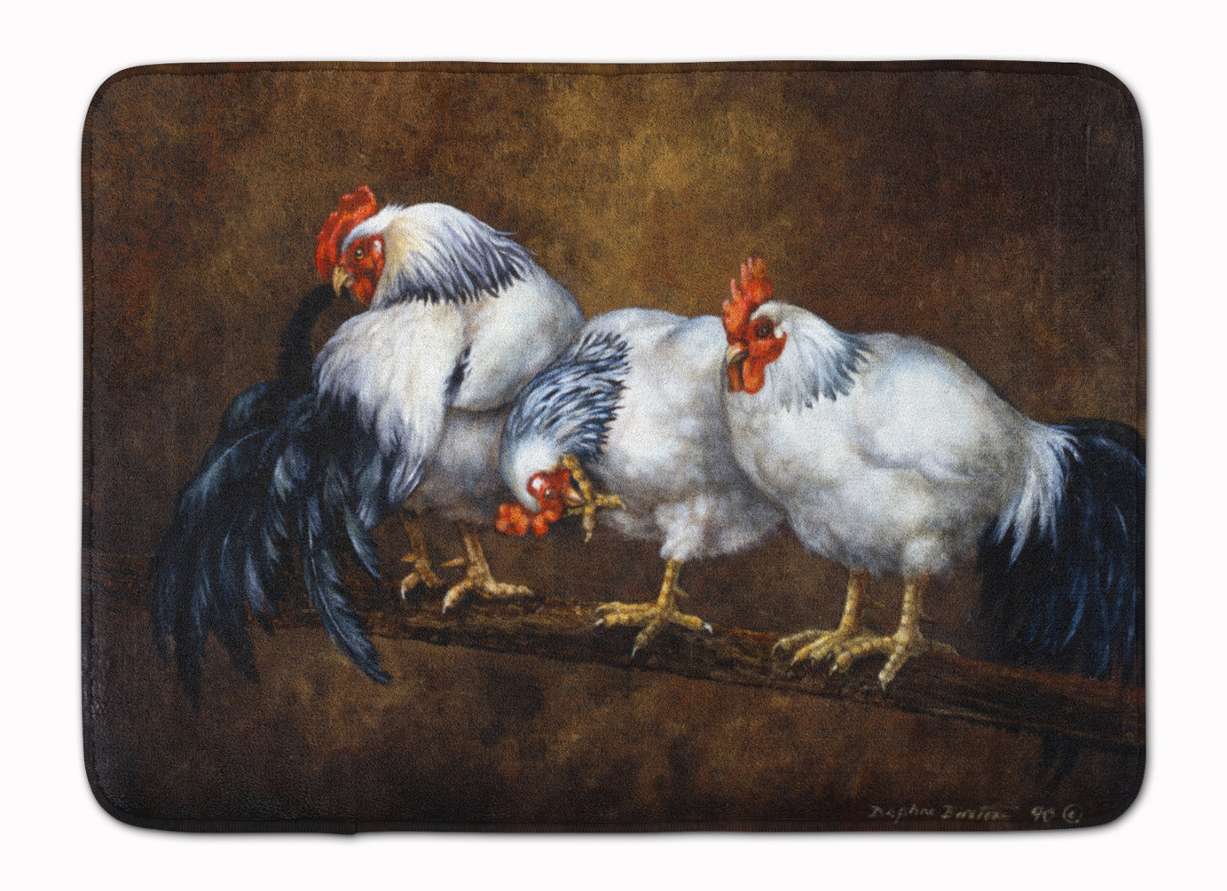 Roosting Rooster and Chickens Memory Foam Kitchen Mat Machine Washable Anti-Fatigue Cushion Comfort Bath or Kitchen Rug