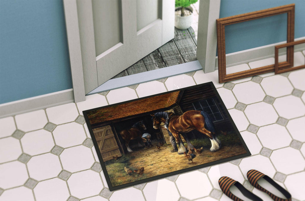 Horse and The Blacksmith by Daphne Baxter Doormat Indoor Outdoor 24H X 36W Front Door Mat Rugs for Entryway, Non Slip Washable Low Pile,