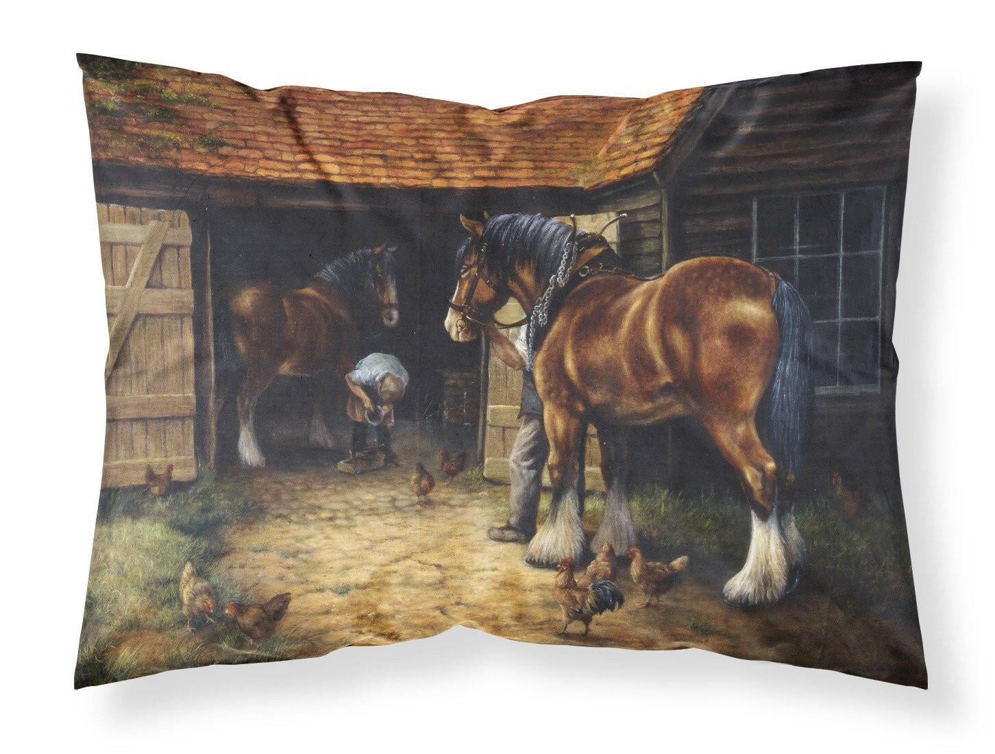 Horse and The Blacksmith by Daphne Baxter Standard Pillowcase Lightweight Super Soft Easy Care Decorative Artwork Pillowcase, Standard