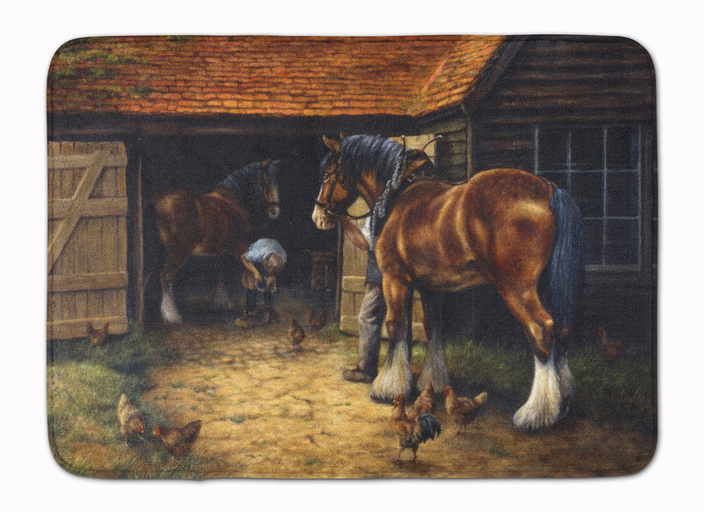 Horse and The Blacksmith by Daphne Baxter Memory Foam Kitchen Mat Machine Washable Anti-Fatigue Cushion Comfort Bath or Kitchen Rug